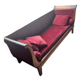 Méridienne acajou et velours rouge