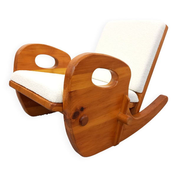 Fauteuil chauffeuse “luge” brutalistes à bascule