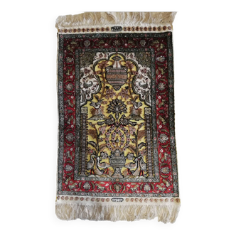 Hereke silk and gold thread carpet