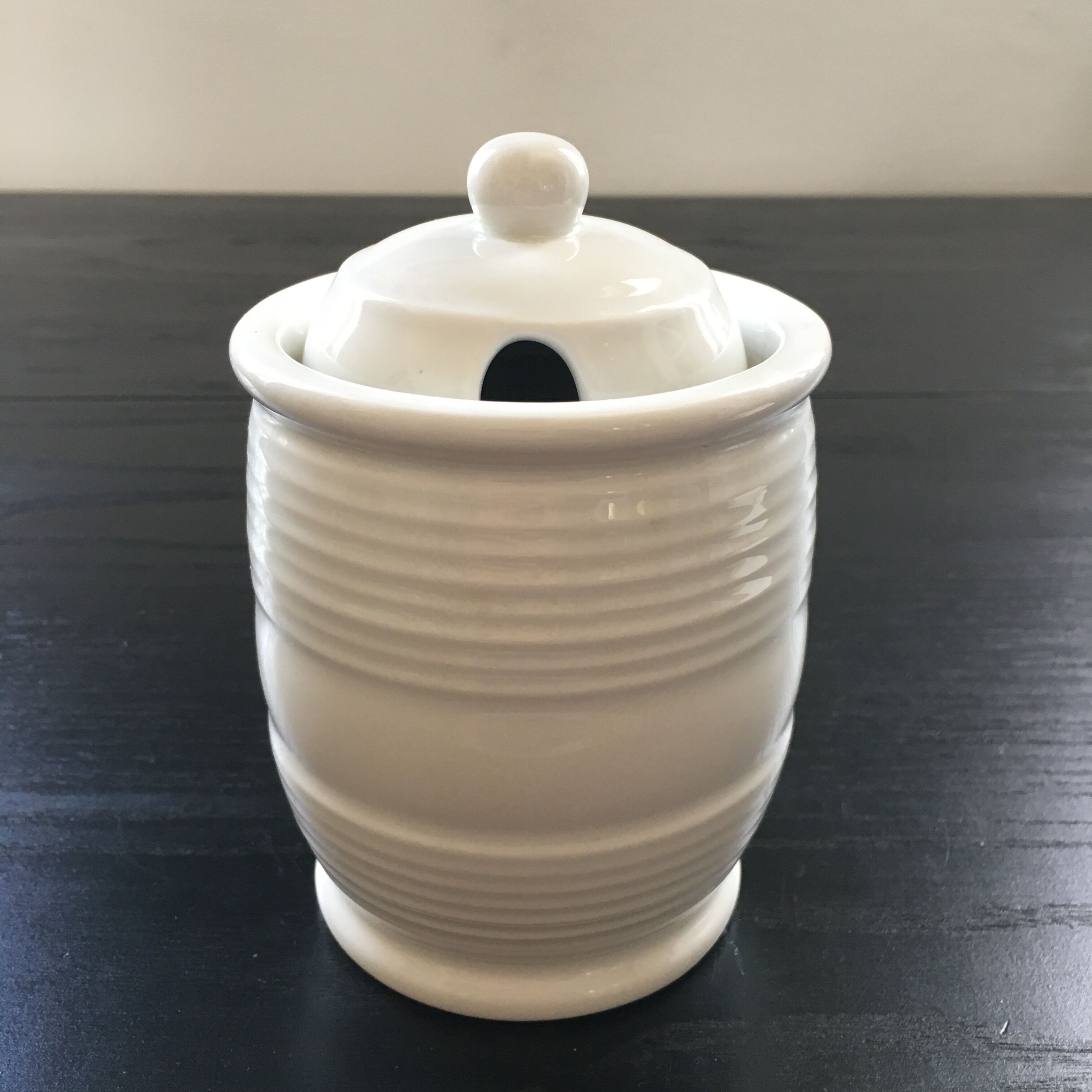 White condiment jar