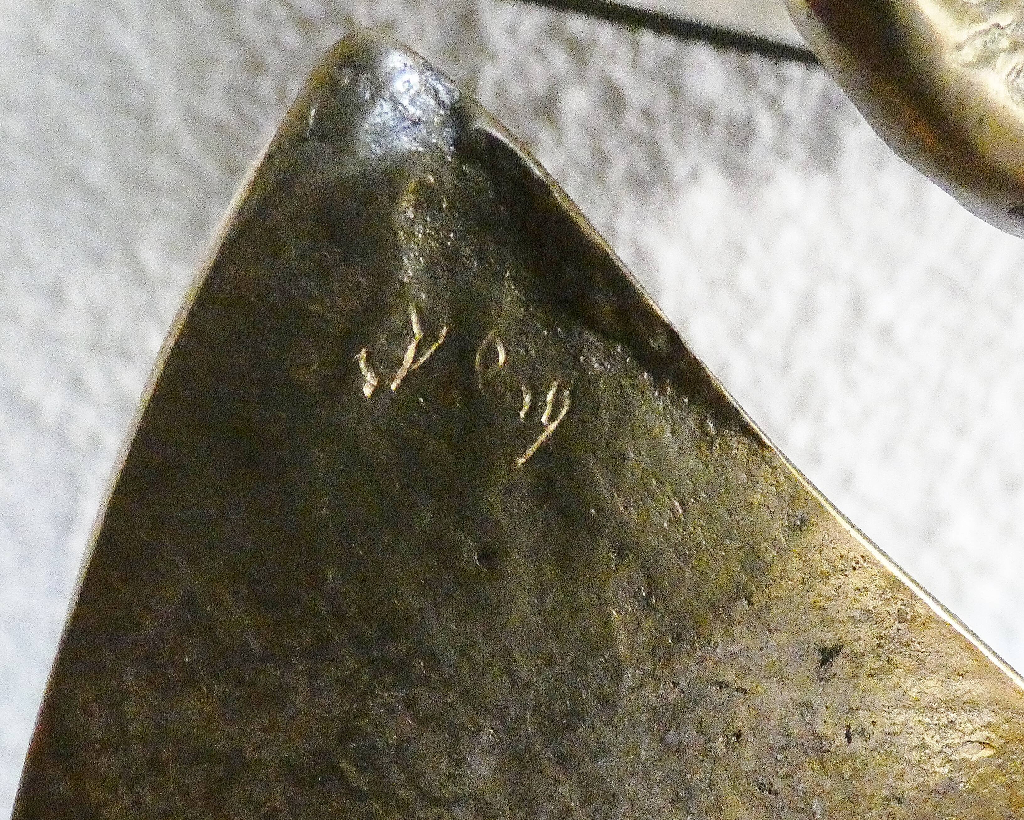 Brutalist bronze lamp signed 1970