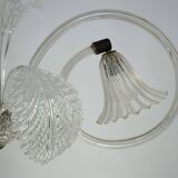 Art Deco Murano Glass Three-Arm Chandelier, Italy, 1940s