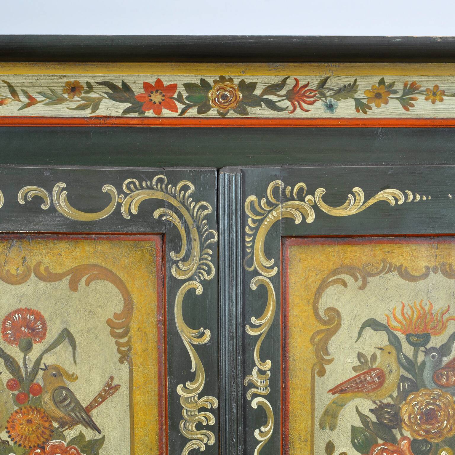 Antique German Hand Painted Cabinet, Circa 1850