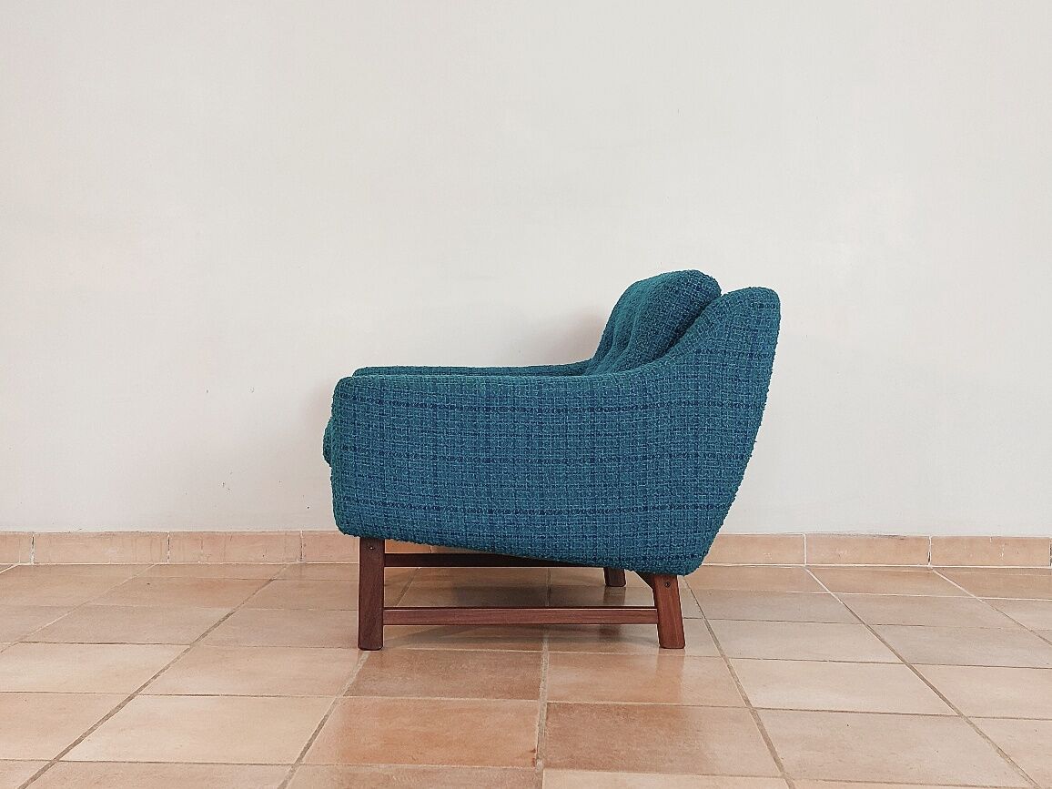Norwegian living room set in blue fabric, vintage scandinavian 1960s
