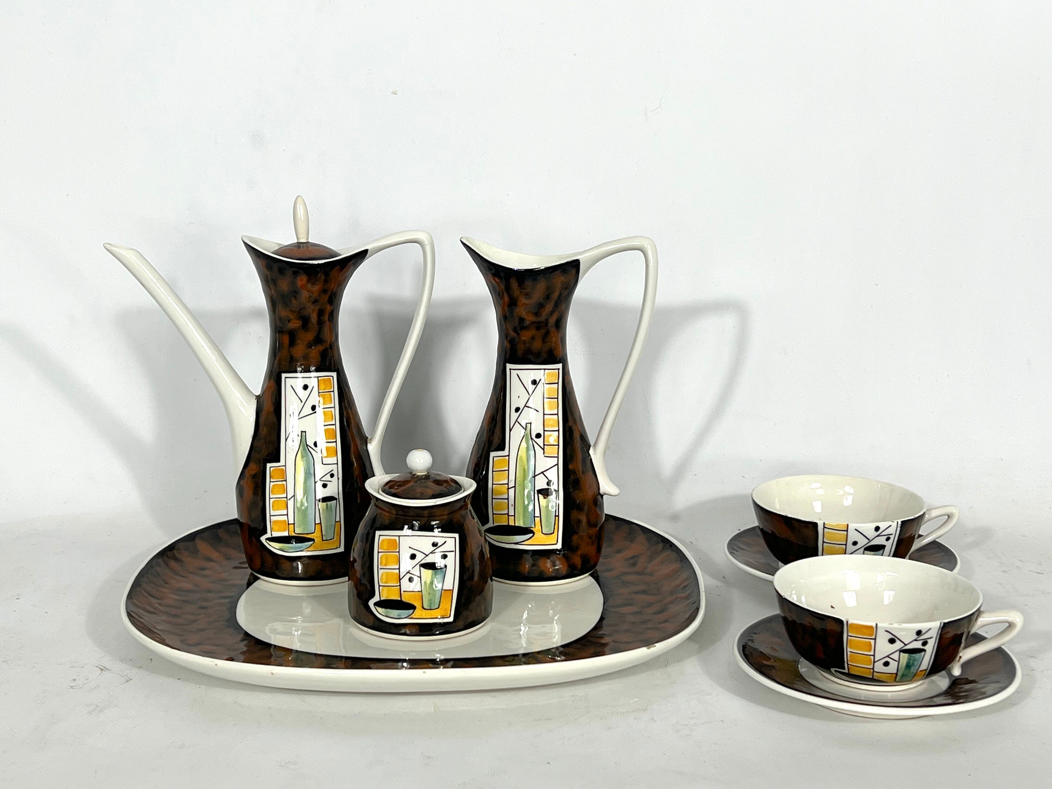 Mid-century ceramic teapot set by Alfa Ceramiche, Italy 1950s