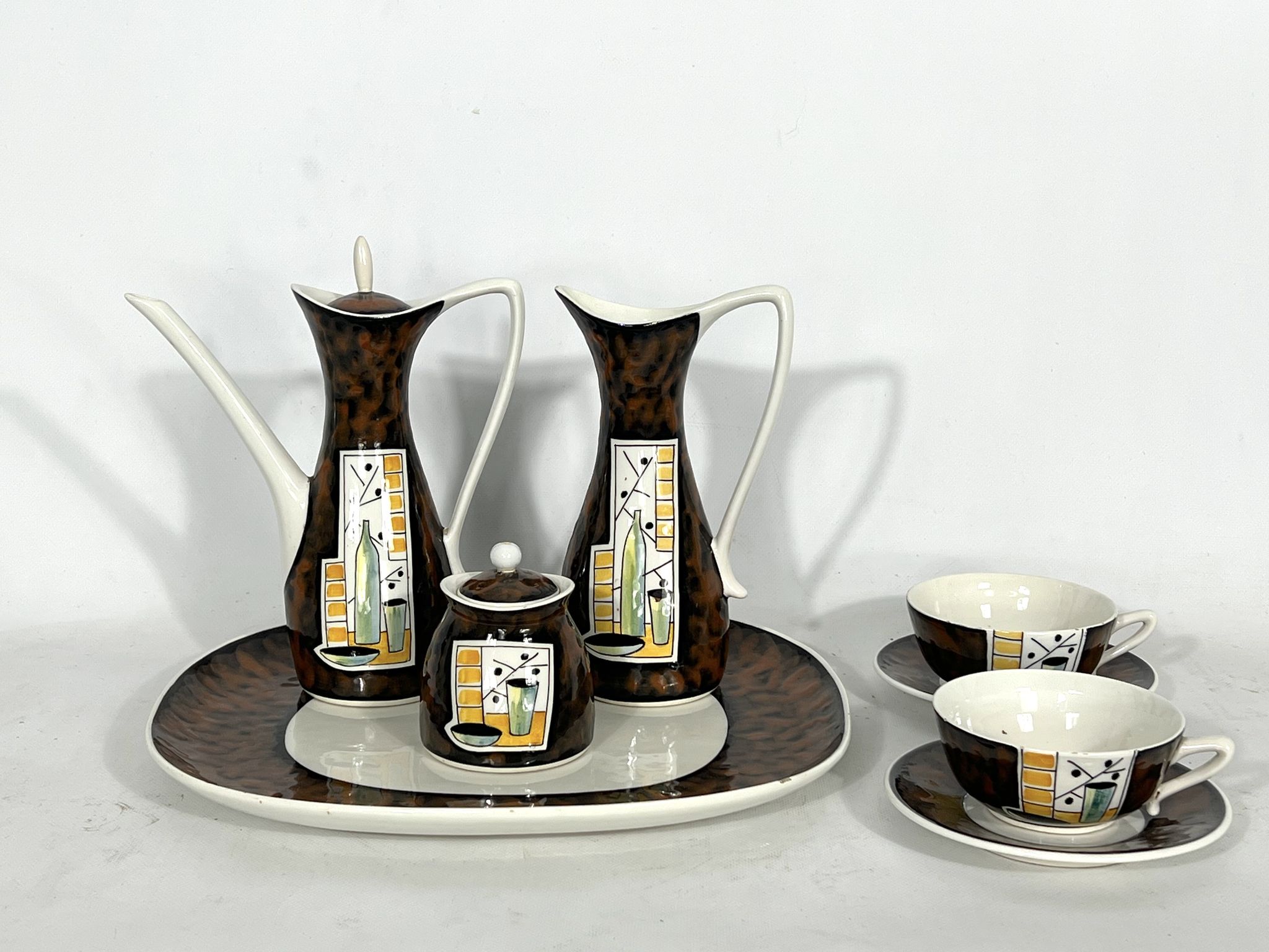 Mid-century ceramic teapot set by Alfa Ceramiche, Italy 1950s