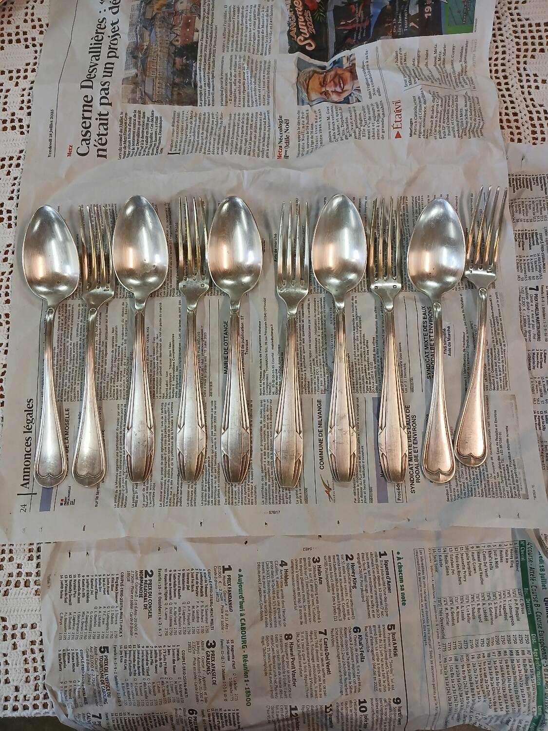 Set of 10 antique silver-plated cutlery