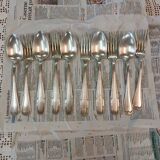 Set of 10 antique silver-plated cutlery
