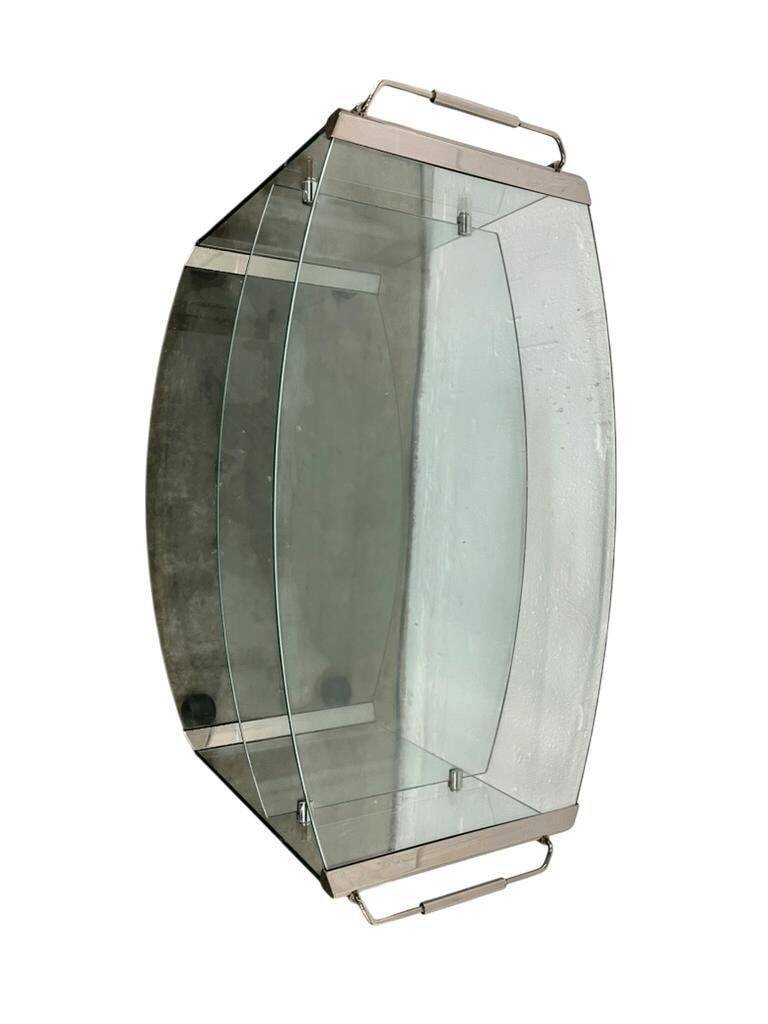 Bar cart/vintage cart in curved glass by Gallotti & Radice