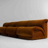Modular sofa in rust brown velvet by Doimo, 1970s