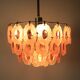 Chandelier vintage des années 70 avec 51 médaillons en verre rose, 37 cm