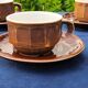Set of 6 cups coffee cream bistro old porcelain Pillivuyt brown 15 cl