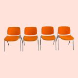 Set of 4 orange DSC 106 chairs Giancarlo Piretti for Castelli