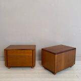 Mid-Century Italian Walnut Bedside Tables with Drawers, 1960s, Set of 2