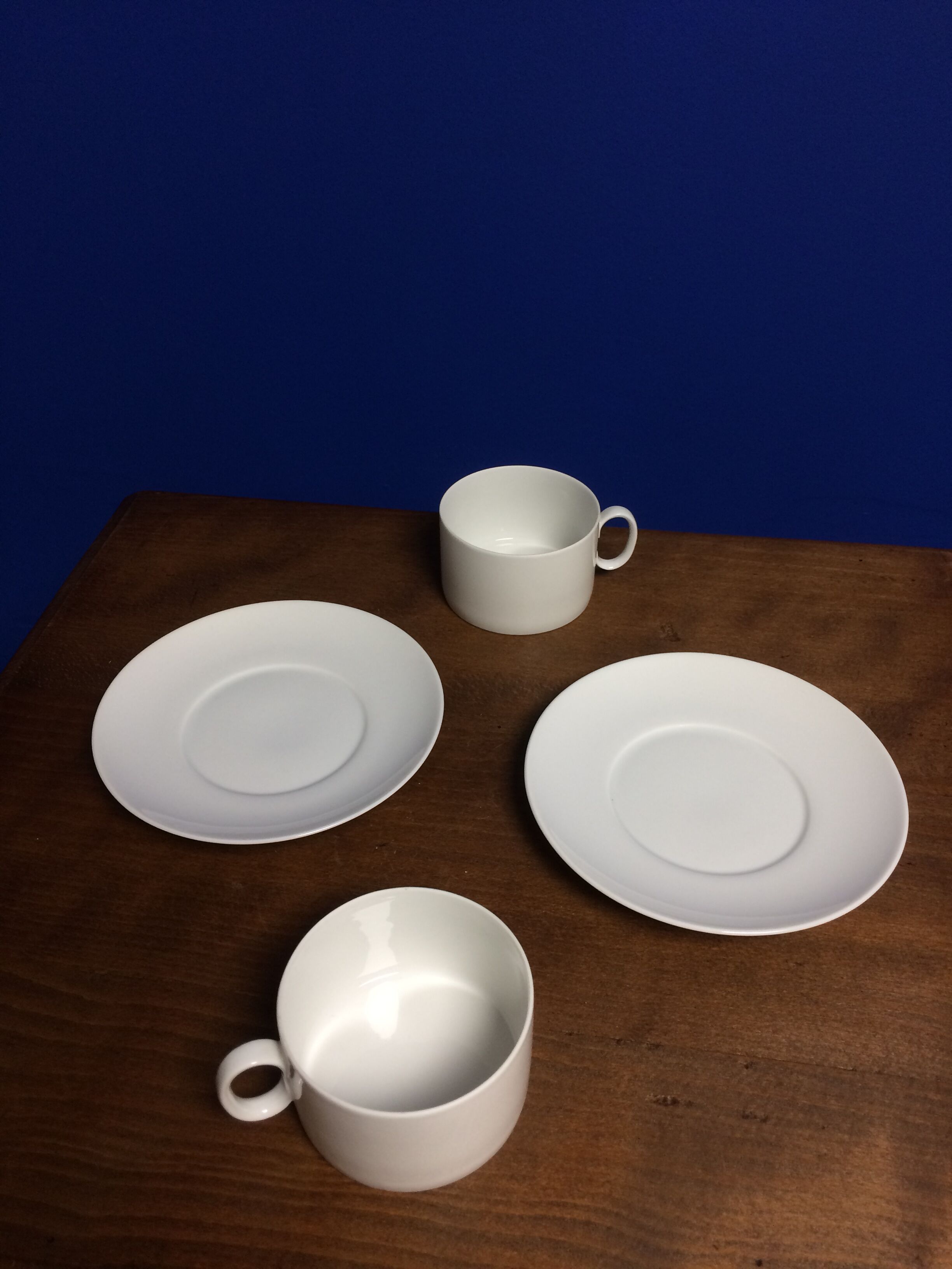 Pair of white porcelain cups and saucers