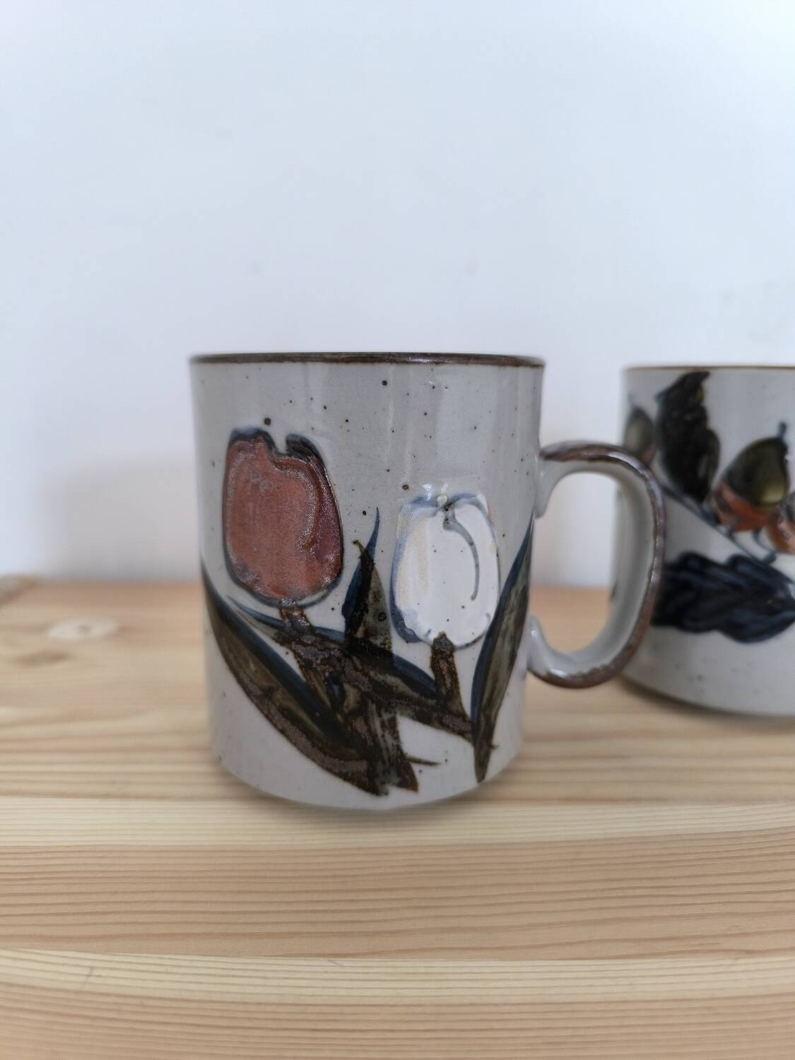 Pair of glazed stoneware mugs 1970