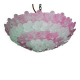 Elegant Murano ceiling light pink flower by Seguso for Venini, Italy