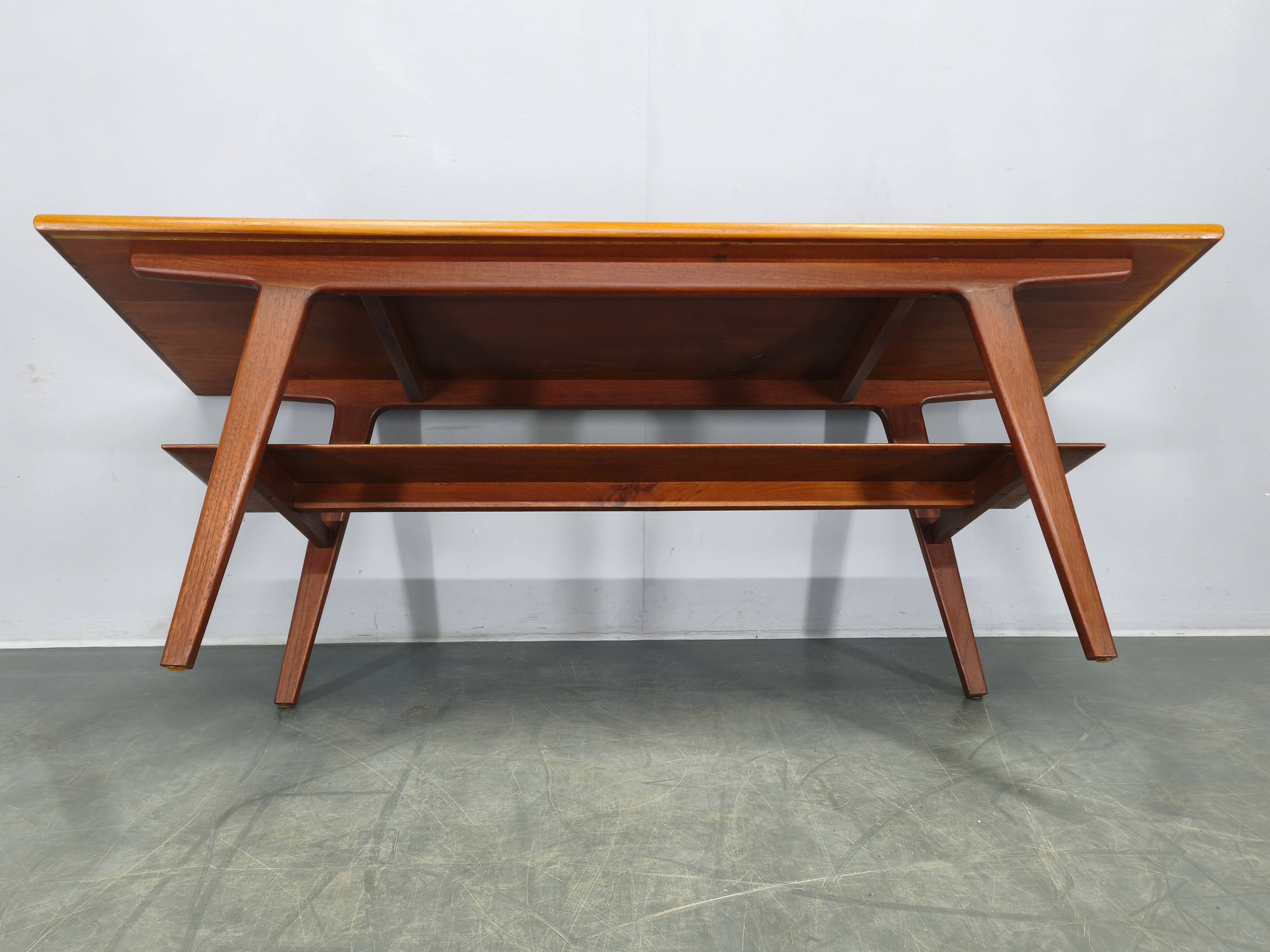 Danish Mid Century Teak Coffee Table with Shelf, 1960s