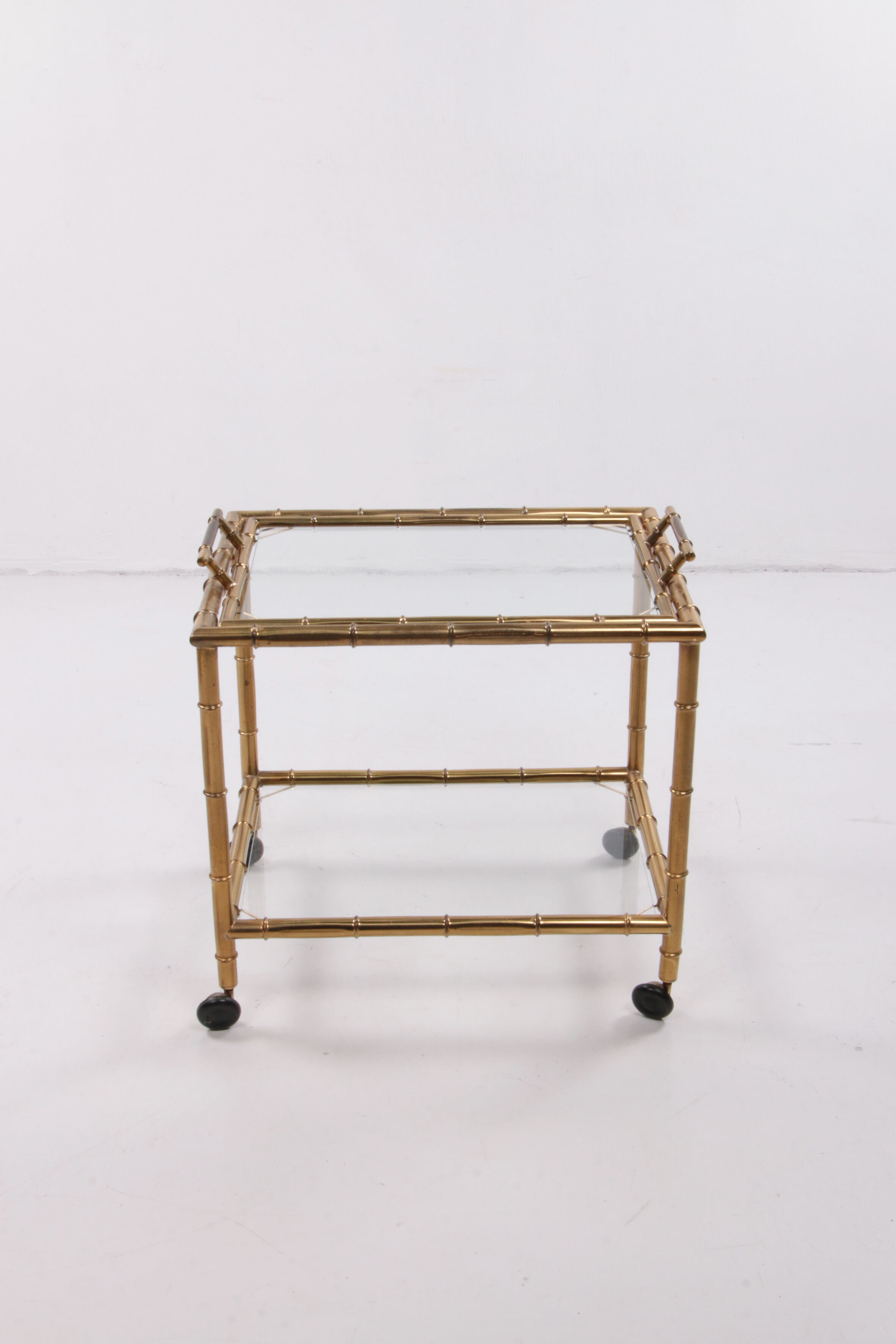 Bar trolley made of metal with bamboo motif with removable tray, 1970s