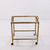 Bar trolley made of metal with bamboo motif with removable tray, 1970s