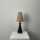 Conical table lamp in brass and wood, Italy 1960