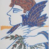 Alekos FASSIANOS: Olympic Games, Athlete with branches and dove, Signed lithograph