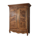 Large carved antique wardrobe – solid wood – country style / farmhouse