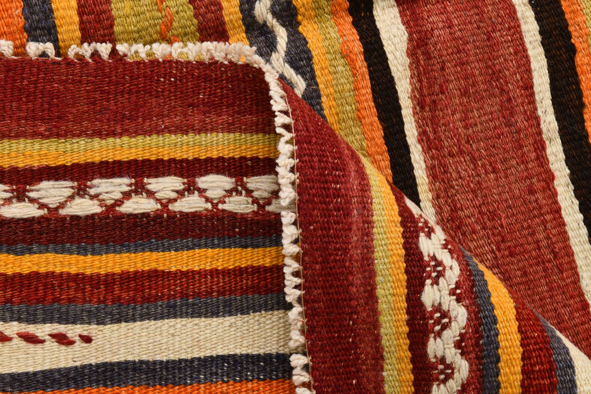 5x13 Orange Red Long Wide Vintage Kilim Rug, 149x402Cm SK 33068