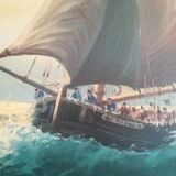 Oil on marine canvas signed Le Tallec