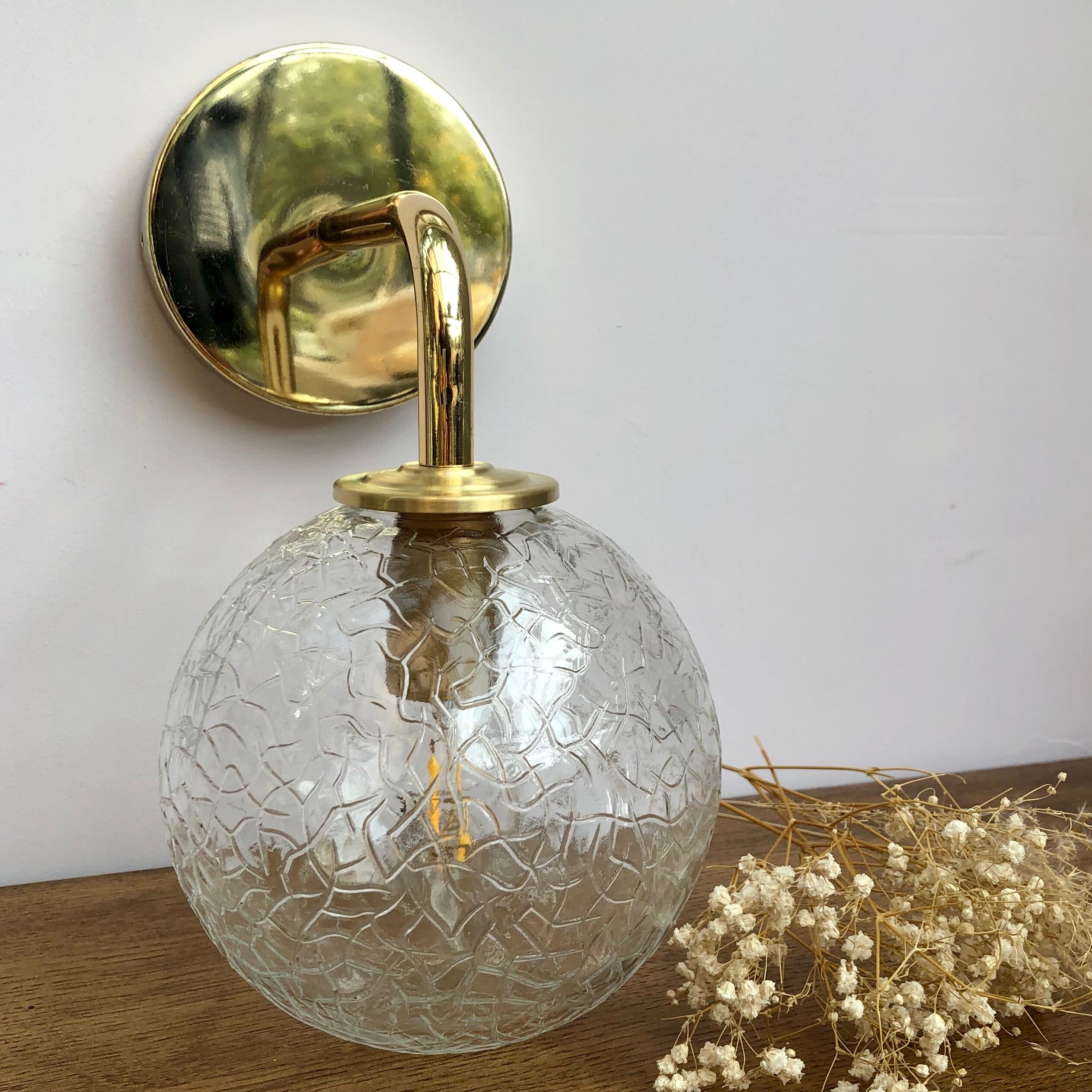Vintage glass globe wall sconce
