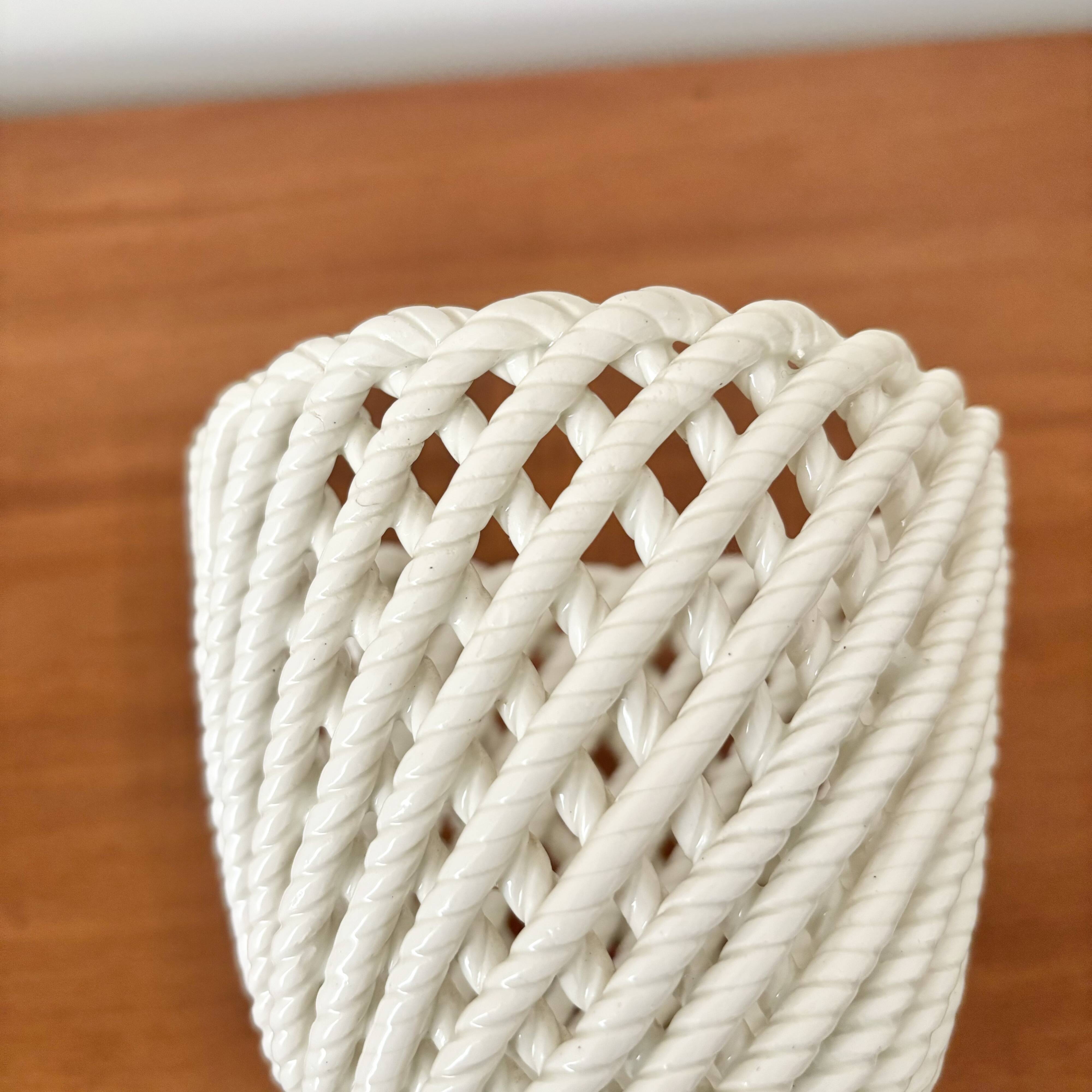 Vintage ceramic openwork vase & cache pot