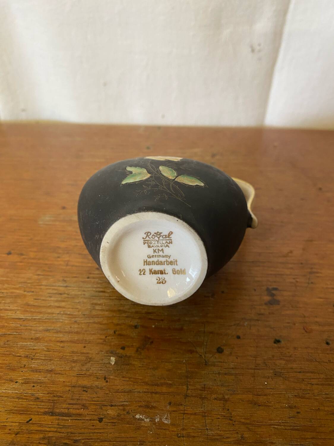 Antique Pitcher ROYAL Porcelain Bavaria Painted Decor + 22K Gold Vintage #C