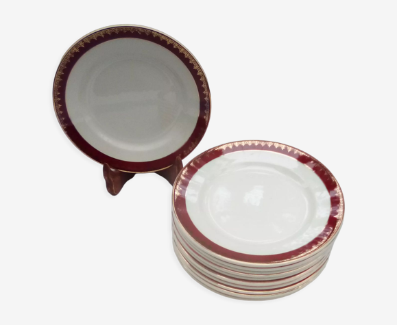 12 assiettes à dessert Rubis / Digoin