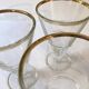 4 glass dessert bowls with gold rims, La Rochère, France