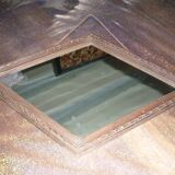 Miroir losange mural en bois années 30-40 50x34cm