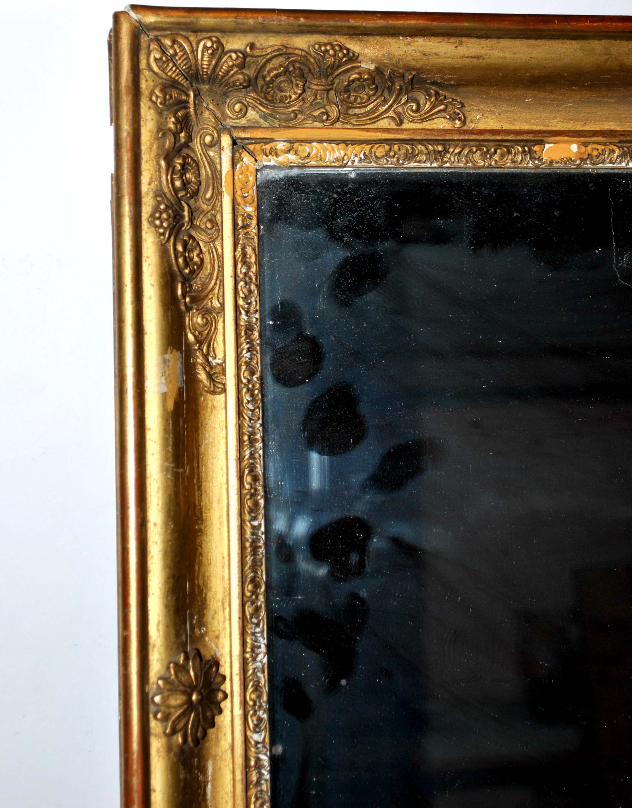 Old mercury mirror Restoration 19th century - Gilded frame with leaf