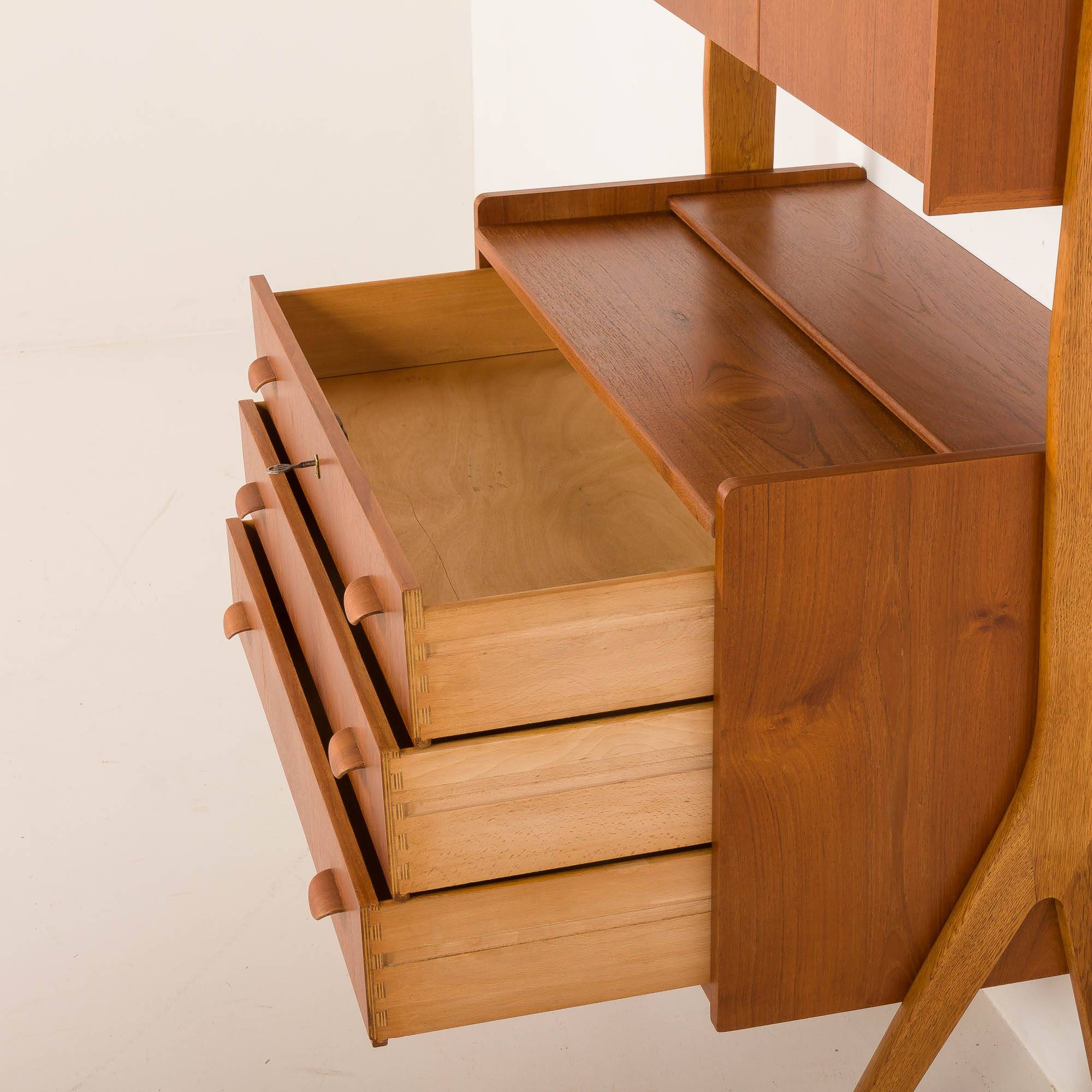Danish teak secretire with hidden vanity attr. to Poul Volther, 1960s
