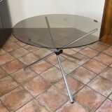Tripod roundtable steel and glass 1970