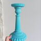 Antique blue opaline candlesticks Portieux Vallerysthal