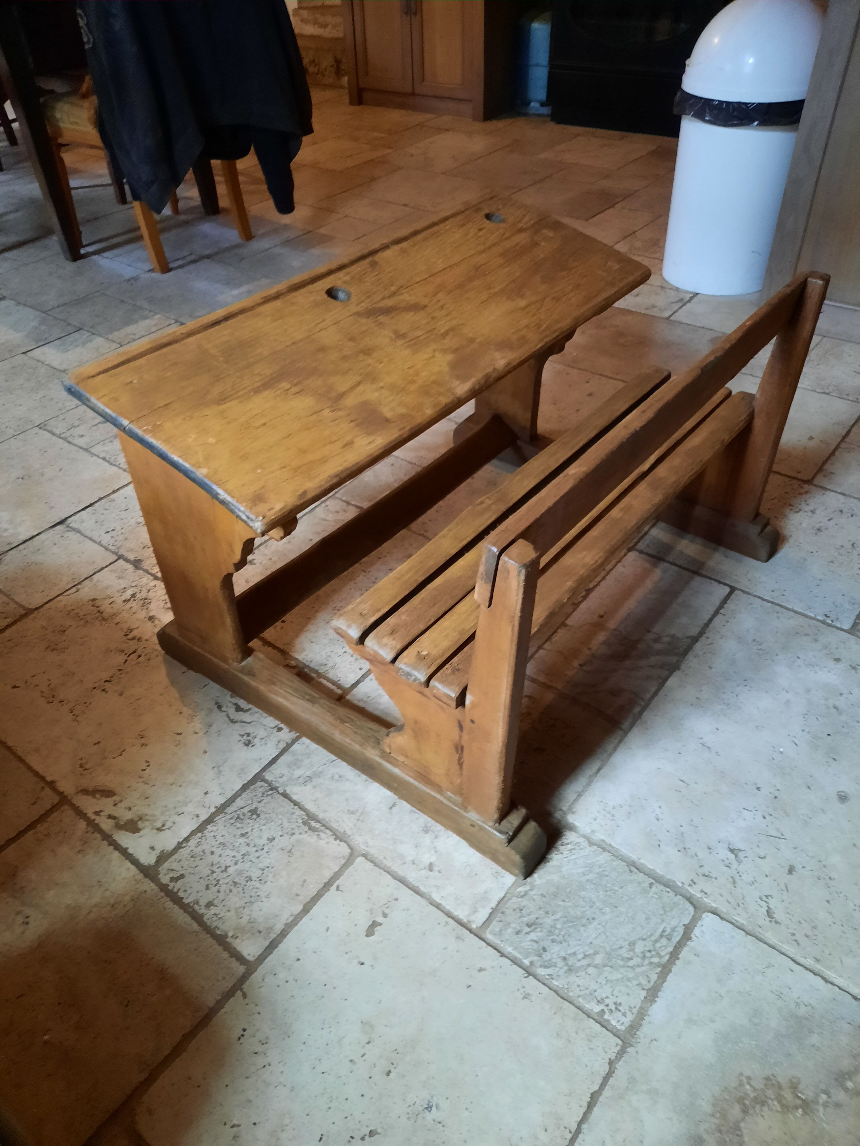 Two-seater wooden schoolboy desk