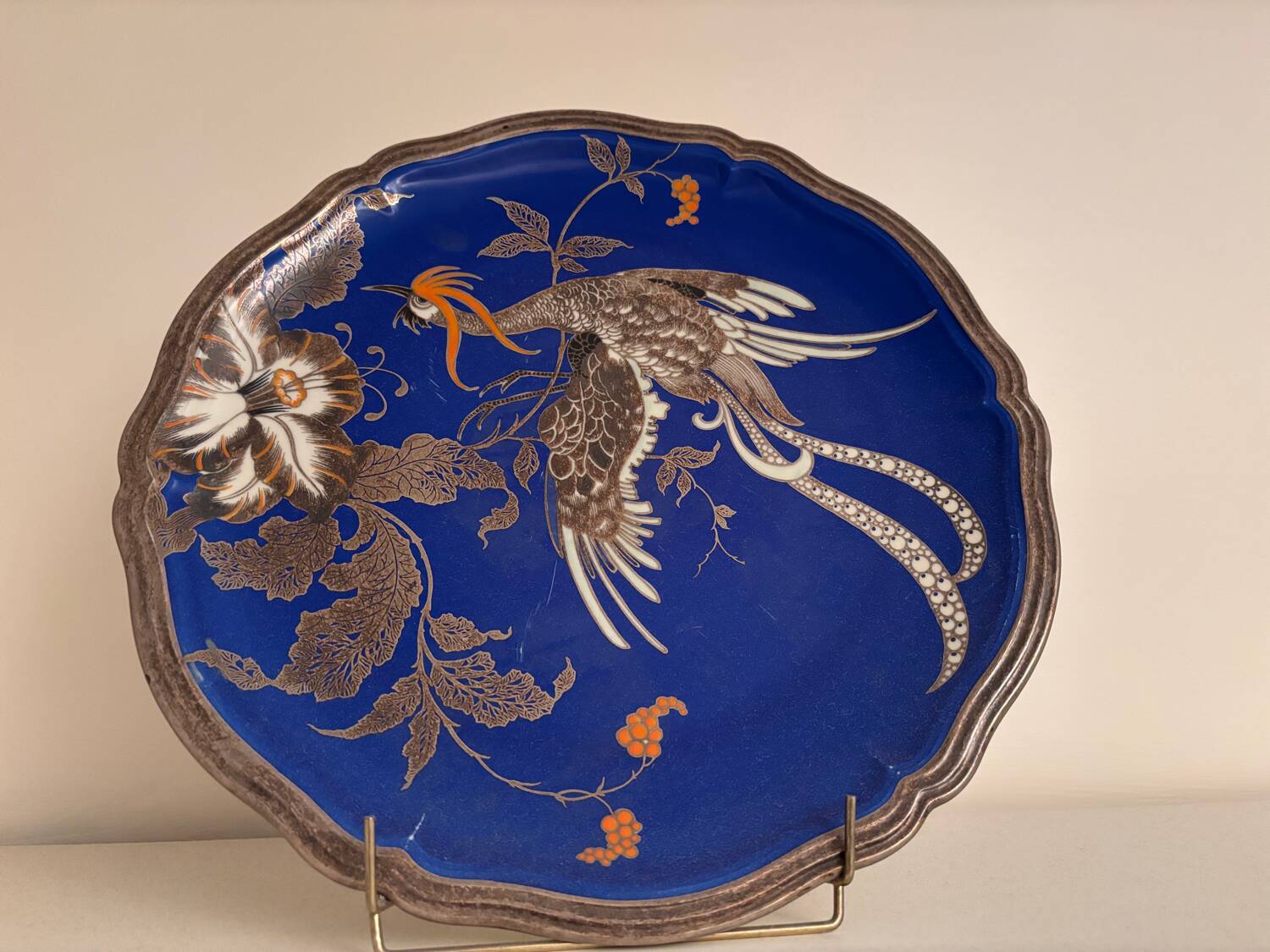 Cobalt background dragon plate Rosenthal Chippendale signed