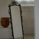 French mid-century brutalist wall mirror in wrought iron, made in the 1950s.