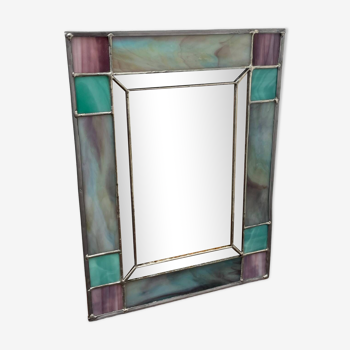 Vintage stained glass mirror