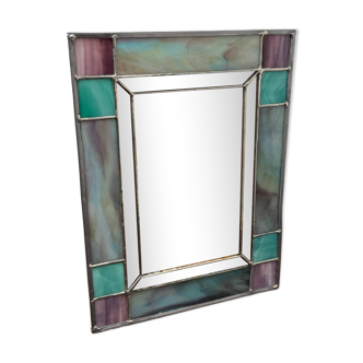 Vintage stained glass mirror