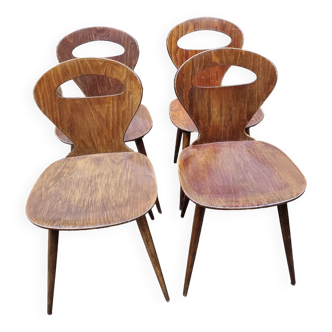 Série de 4 chaises Baumann "fourmi" 1960/70