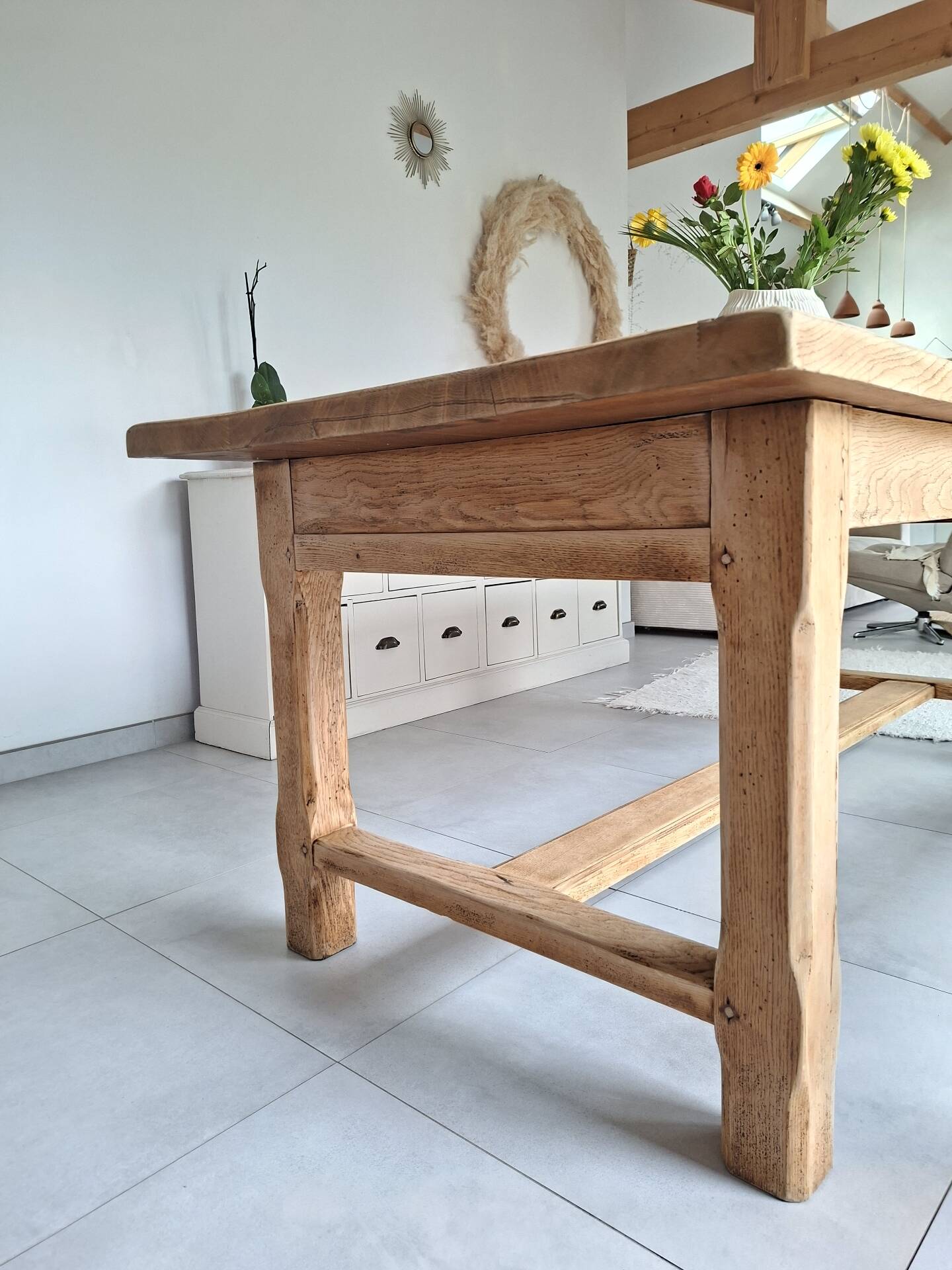 Table de ferme en chêne restaurée