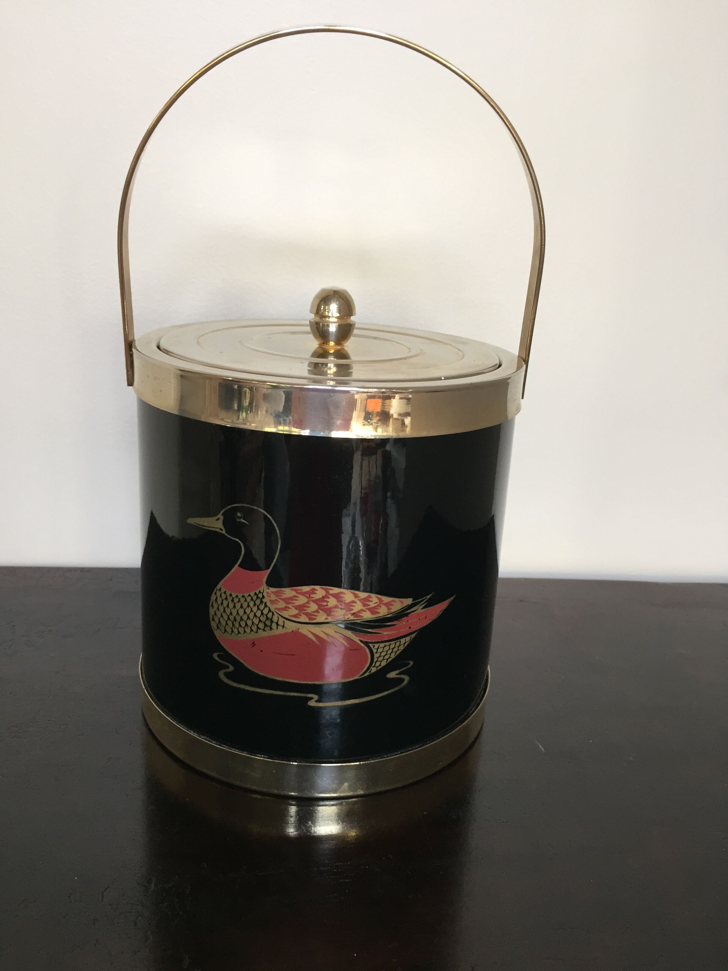 Vintage black and metal ice bucket