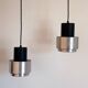 Pair of Space Age pendant lights in brushed stainless steel