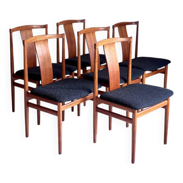 6 Danish mid-century teak chairs by Henning Sørensen for Danex from the 1960s.