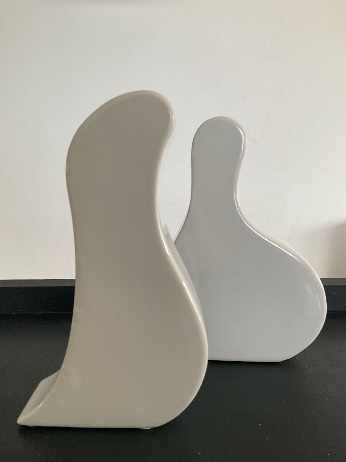 Pair of vintage glazed ceramic vases in an organic shape